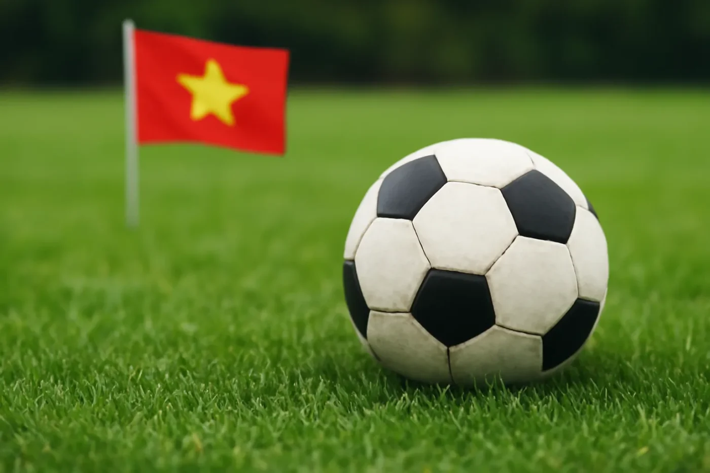 Quả bóng lăn trên sân bóng đá xanh được dùng làm hình nền